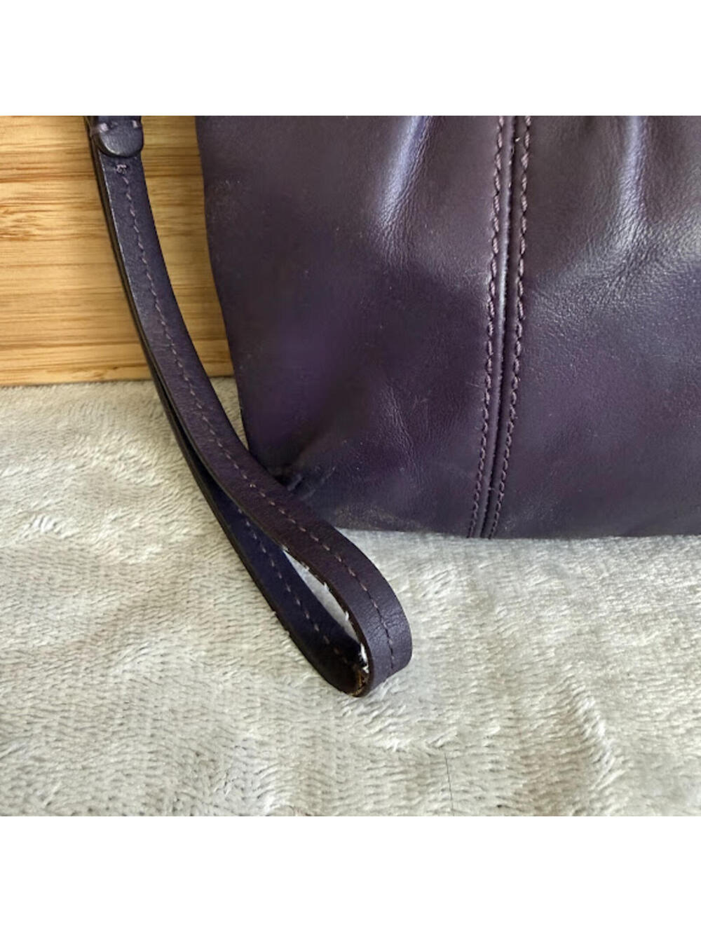 Coach Colette Dark Violet Smooth Leather Pleated Large Wristlet / Clutch F52153 - Picture 7 of 9